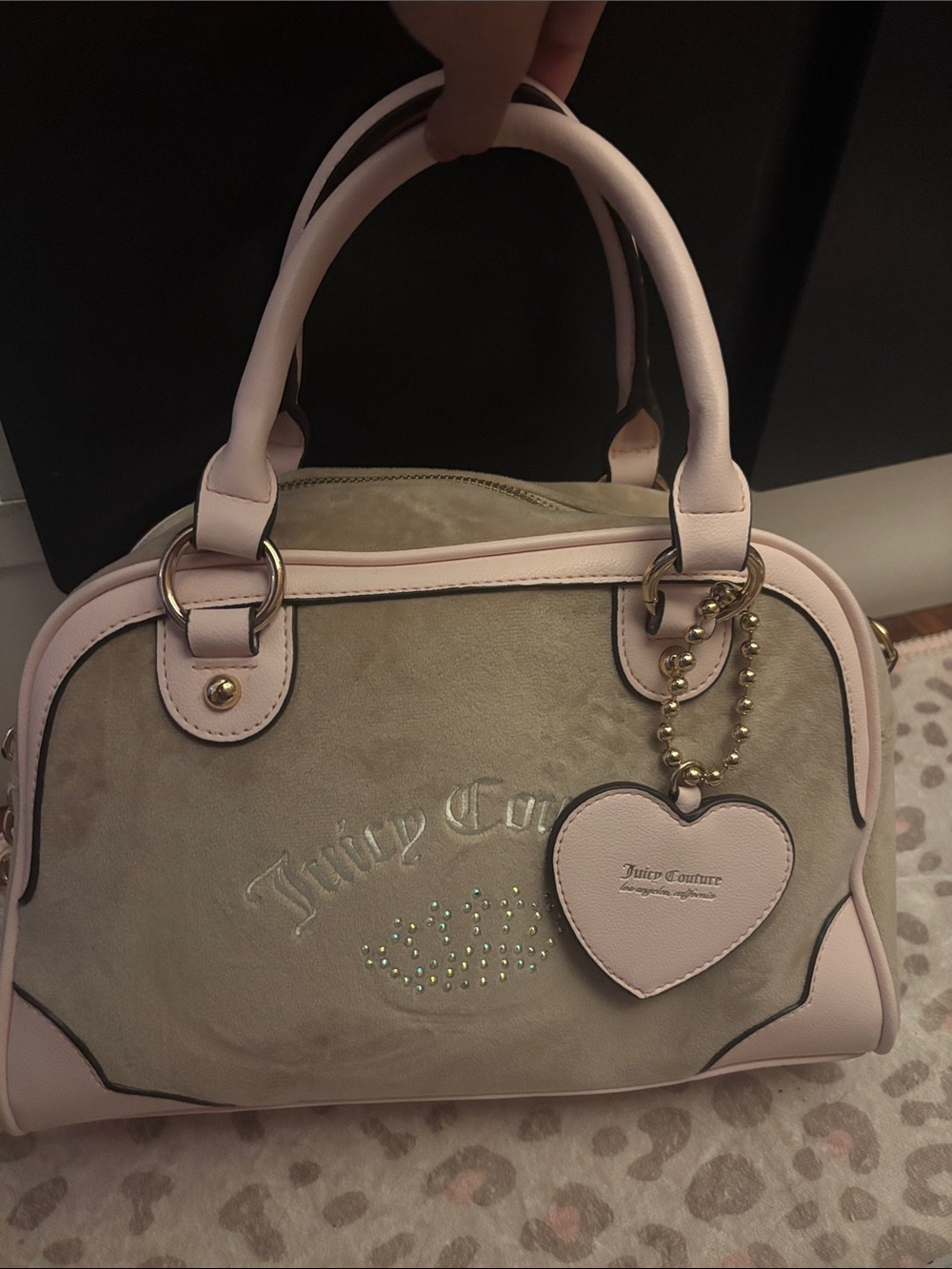 Juicy Couture Pink and Beige Dome Satchel with Heart Charm